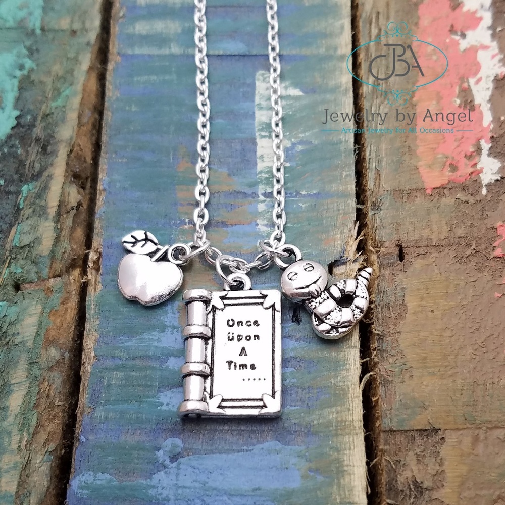 Book Lover Necklace Book Worm Necklace Librarian